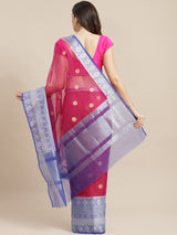Blended Pink Organza Silk Zari Booti Banarasi Saree