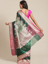 Green colored semi silk saree