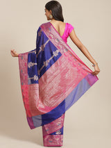 Blue colored semi cotton saree