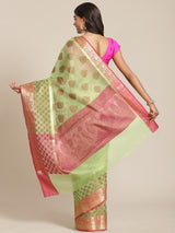 Light green colored semi cotton saree