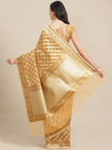 Brownish Beige Semi Organza Silk Banarasi Saree