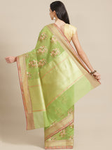 Green Powerloom Cotton Silk Banarasi Saree