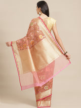 Light Pink Semi Organza Silk Banarasi Saree