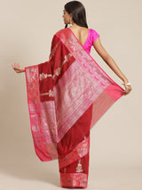 Maroon colored semi cotton saree