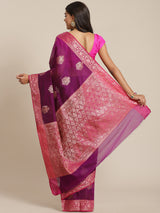 Purple colored semi cotton saree