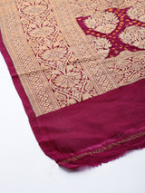 Rich Pink Multi-Colour Khaddi Georgette Bandhej Banarasi Dupatta