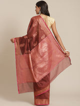 Rust colored semi cotton saree