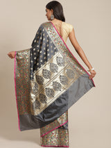 Grey colored semi silk saree
