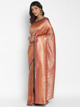 Red semi katan silk saree