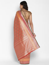 Red semi katan silk saree