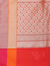 Red semi katan silk saree