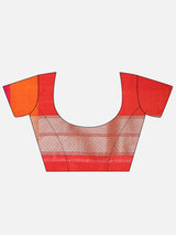 Red semi katan silk saree