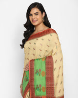 Cream Pure Munga Silk Skirt Booti Banarasi Saree