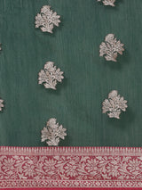 Bottle green colored semi cotton saree