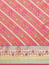 Pink jamdaani semi organza silk saree