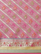 Purple semi organza silk banarasi saree