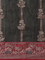 Black and pink colored semi cotton saree