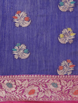 Blue colored semi cotton saree