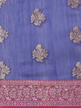 Blue colored semi cotton saree