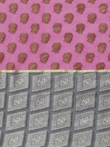 Pink Powerloom Semi Organza Silk Blend Banarasi Saree