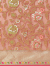 Light Pink Semi Organza Silk Banarasi Saree