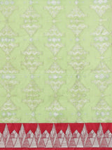 Pista green color cotton silk banarasi saree