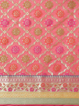 Pink semi organza silk blend banarasi saree