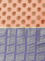 Peach Motif Semi Organza Silk Blend Banarasi Saree