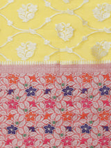 Yellow Ethnic Semi Organza Silk Blend Banarasi Saree