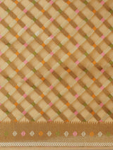 Brownish Beige Semi Organza Silk Banarasi Saree