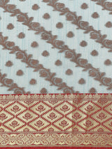 Blue Banarasi Cotton Silk Kota Check Saree