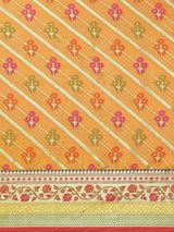 Mustard color semi organza silk saree