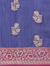 Blue colored semi cotton saree