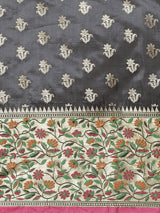 Grey colored semi silk saree