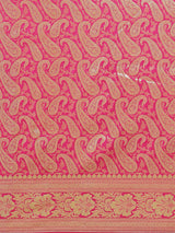 Pink color zari work semi katan banarasi saree