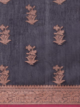 Navy blue colored semi cotton saree