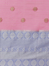 Blended Pink Organza Silk Zari Booti Banarasi Saree