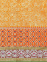 Yellow colored semi silk blend banarasi saree