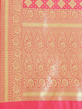 Pink color semi katan silk blend banarasi saree
