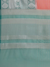 Red Translucent Organza Silk Blend Zari Booti Banarasi  Saree