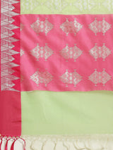 Pista green color cotton silk banarasi saree