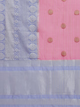 Blended Pink Organza Silk Zari Booti Banarasi Saree