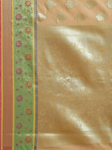 Beige semi organza silk blend banarasi saree