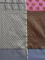 Pink Powerloom Semi Organza Silk Blend Banarasi Saree