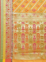 Mustard color semi organza silk saree