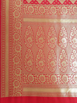 Rose gold semi katan silk blend banarasi saree