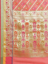 Pink jamdaani semi organza silk saree