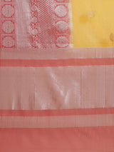 Lemon Yellow Organza Silk Blend Zari Booti Banarasi Saree