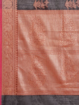 Navy blue colored semi cotton saree