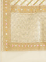 Cream Powerloom Semi Organza Silk Banarasi Saree